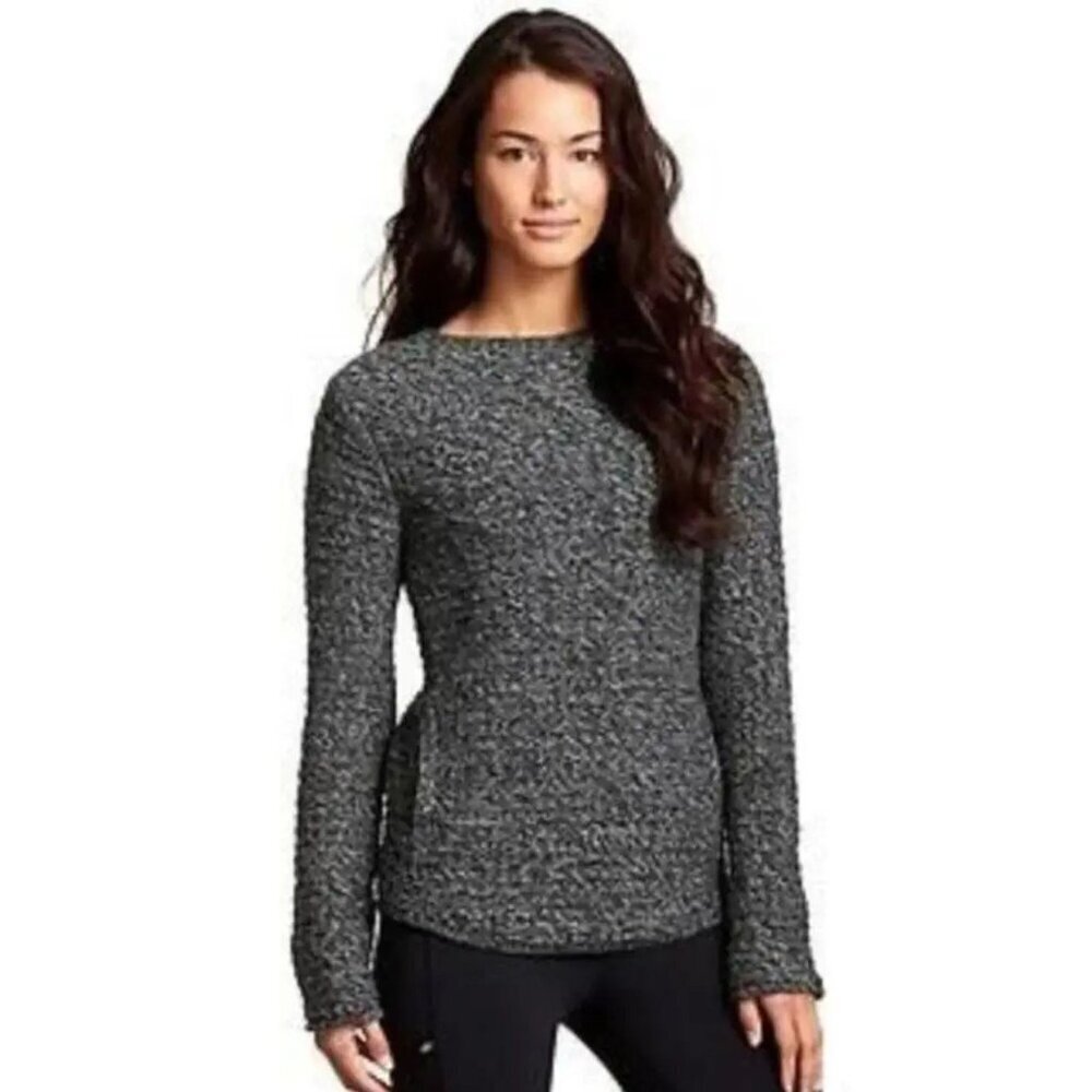Athleta Gray 100% Extra Fine Merino Wool Boat Neck Boxy Sweater XL 41846